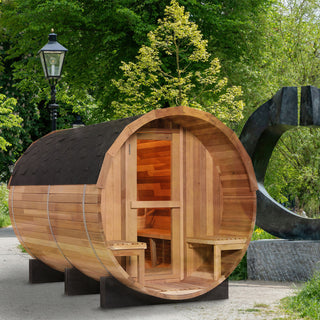 7.8 feet Patchwork Red Cedar Barrel Sauna