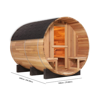 7.8 feet Patchwork Red Cedar Barrel Sauna