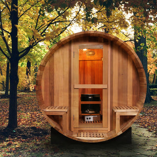 7.8 feet Patchwork Red Cedar Barrel Sauna