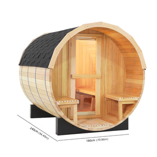 7.8 feet Hemlock barrel sauna