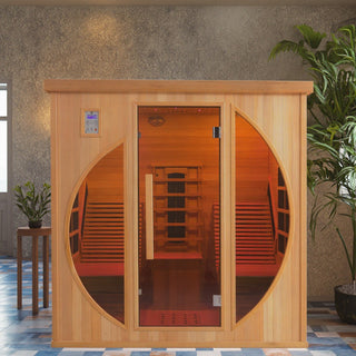 2 Person Far Infrared Red Cedar Wooden Indoor Sauna Room With Recliner, 7 Colors Full Star Colored Lights, Far Infrared Heated Tube and More