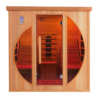 2 Person Far Infrared Red Cedar Wooden Indoor Sauna Room With Recliner, 7 Colors Full Star Colored Lights, Far Infrared Heated Tube and More