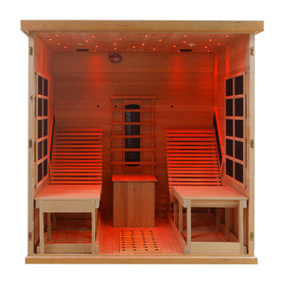 2 Person Far Infrared Red Cedar Wooden Indoor Sauna Room With Recliner, 7 Colors Full Star Colored Lights, Far Infrared Heated Tube and More