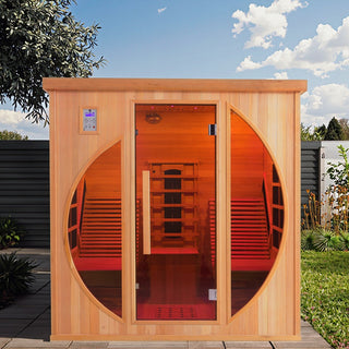 2 Person Far Infrared Red Cedar Wooden Indoor Sauna Room With Recliner, 7 Colors Full Star Colored Lights, Far Infrared Heated Tube and More